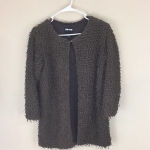 Sienna & Bellini Brown Textured Fluffy  Lined Jacket Cardigan One Size